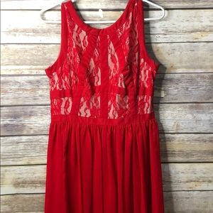 Red Lace Overlay Cocktail Dress!